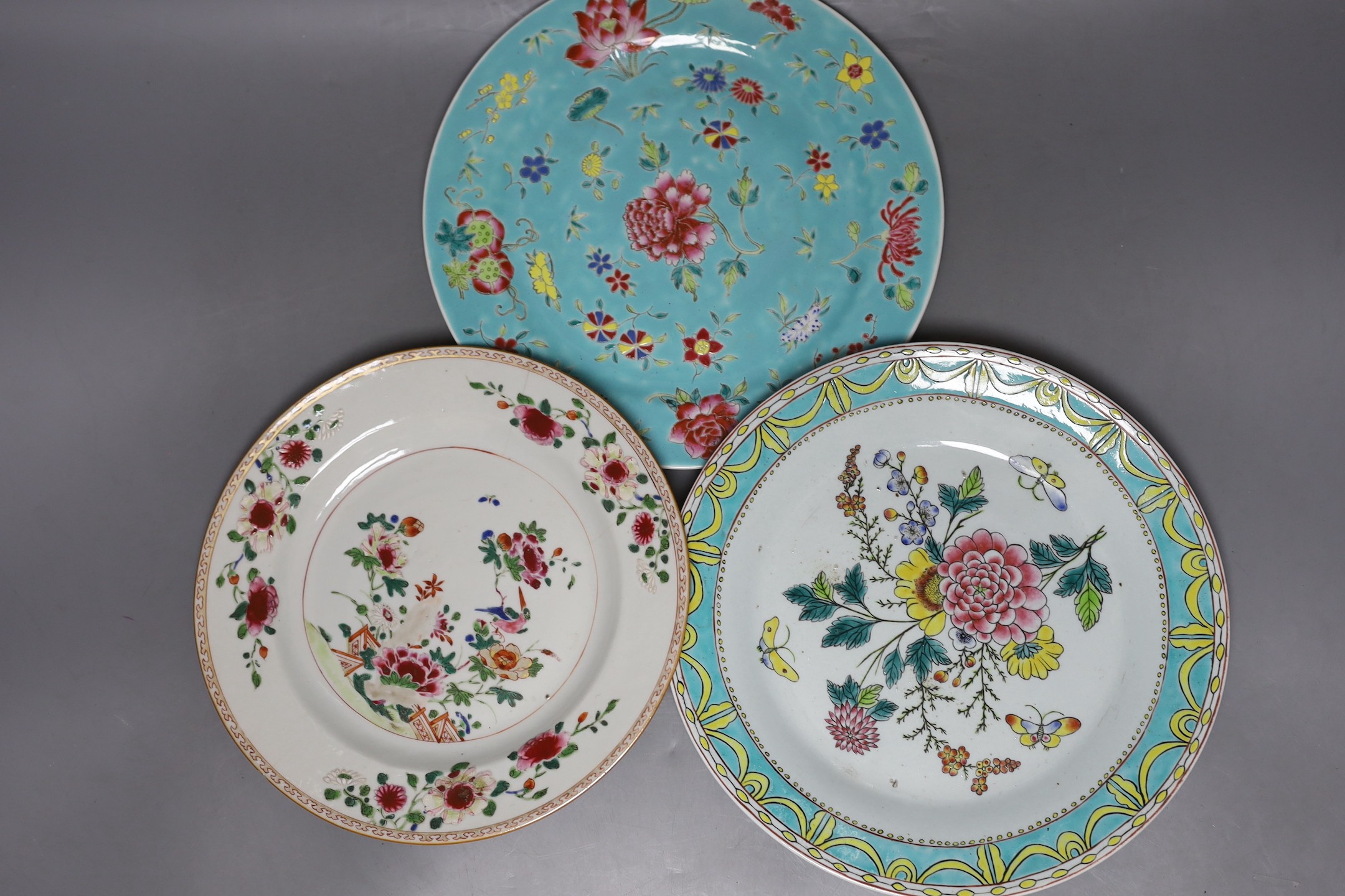 A collection of Chinese 19th and 20th century plates, together with Japanese Imari plates.